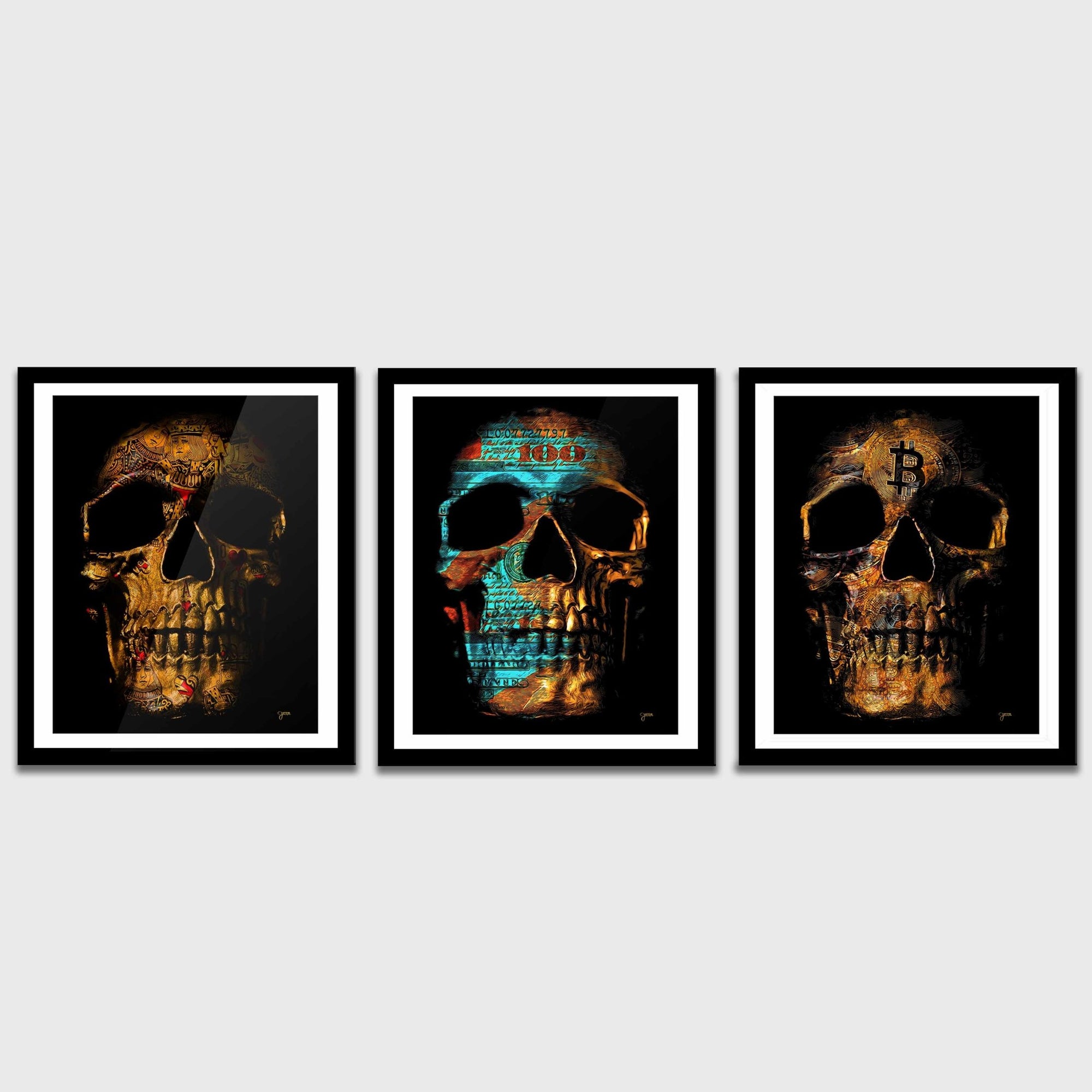 Midas Touch - Skeleton King & Gold Skull Canvas Wall Art - Luxury