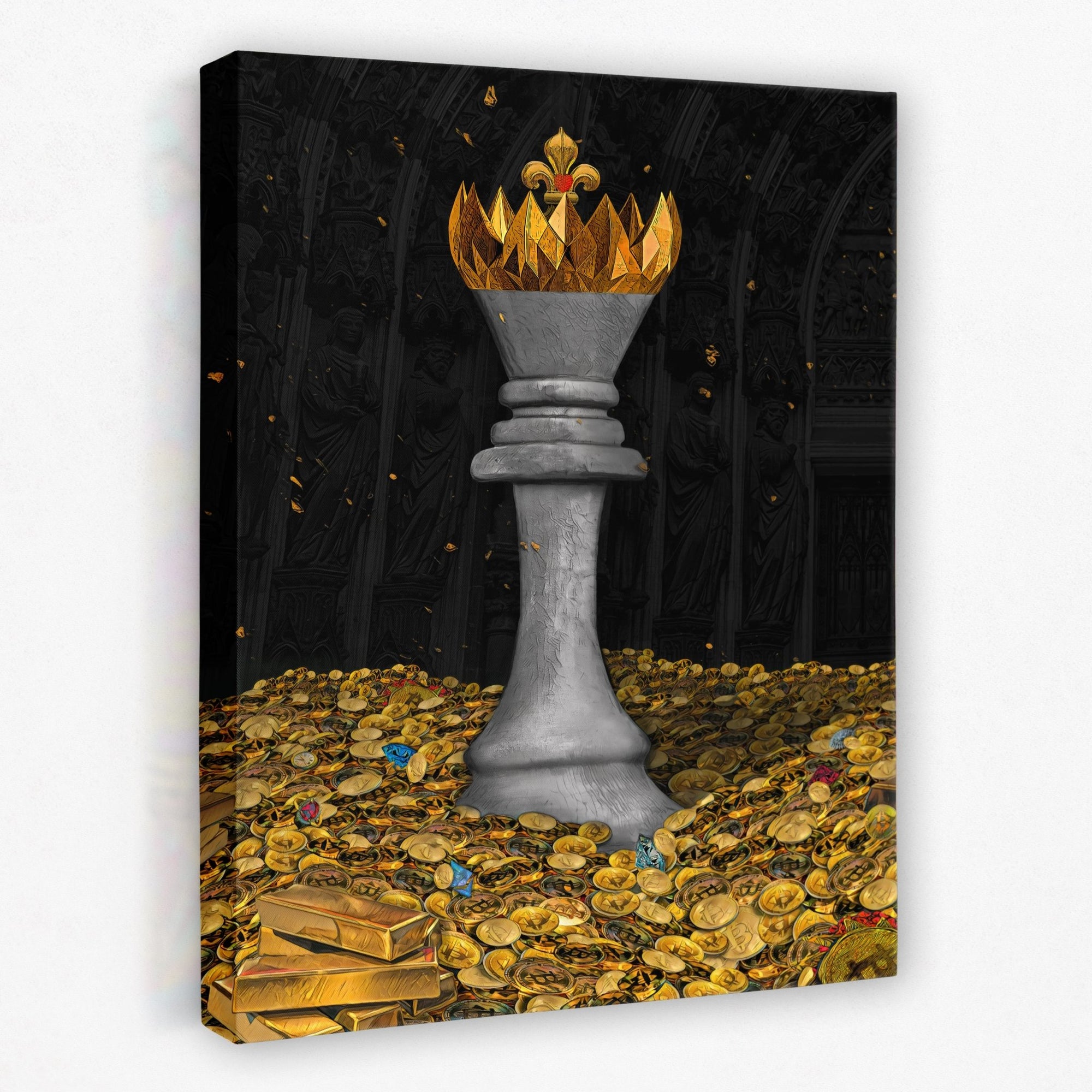 one of a kind original chess painting canvas wall art distorted king game