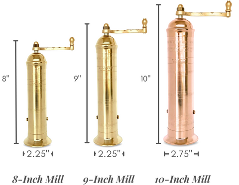 Atlas Brass Mill- 9 Inch Pepper Grinder