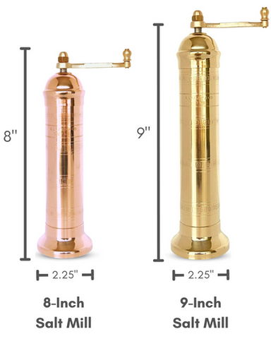 8-Inch and 9-Inch Salt Mill Comparison Chart