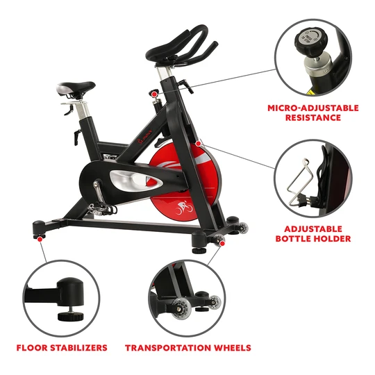 sunny health & fitness evolution pro magnetic belt drive indoor cycling bike