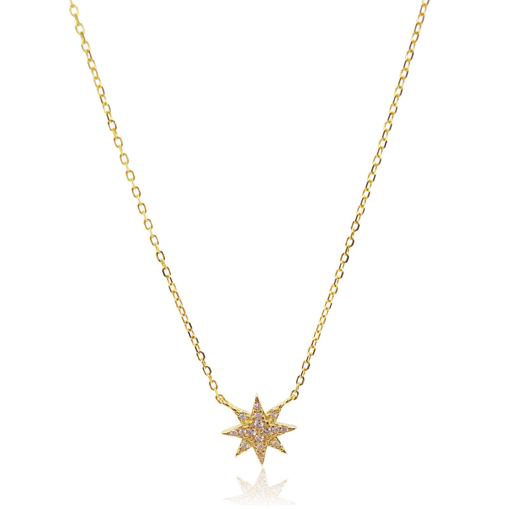 North Star Padlock Necklace - 14k Yellow Gold