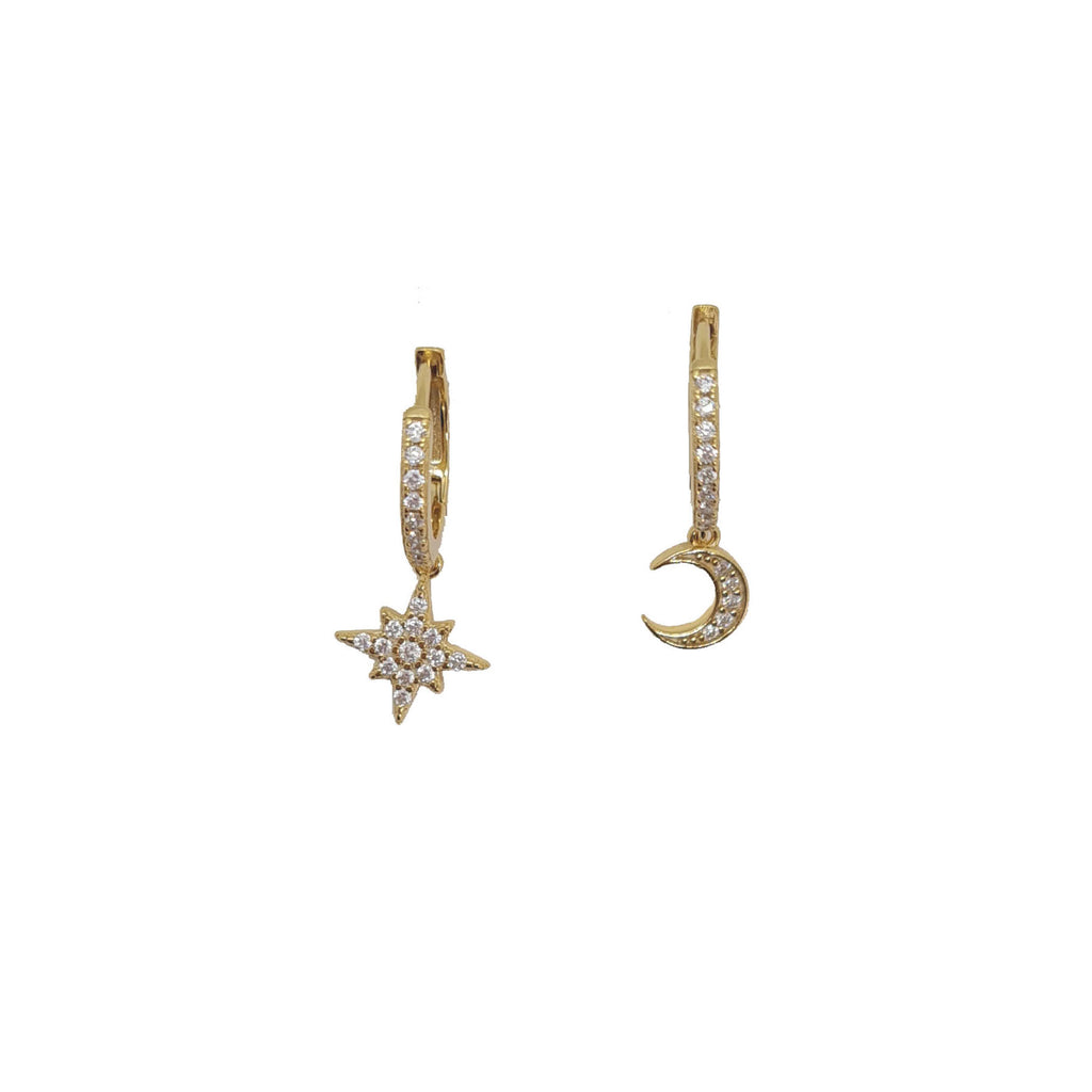 Moon Star Huggie Hoop Earrings – Fifin London