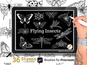 Download Flying Insects Tattoo Stamps To Procreate 36 Brushes For Procreate Sketch Library Ltd