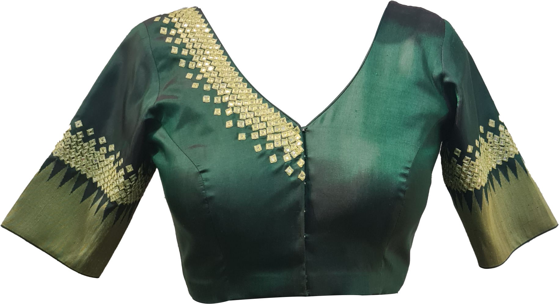 Dark Green Blouse in South Silk – Sapna Kabra Art Studio