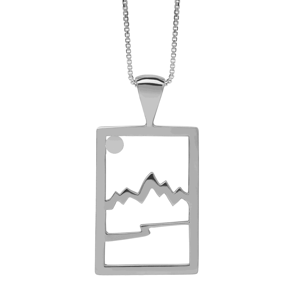 Large Sterling Silver Signature Teton Rectangular Cutout Pendant ...