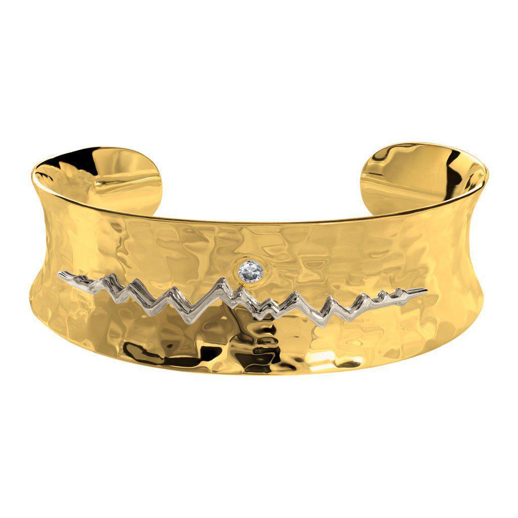 Concave Hammered Cuff Bracelet with 18 Karat Gold Tetons | Jackson Hole ...