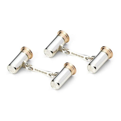  Men's .925 Sterling Silver Piston Cuff Links