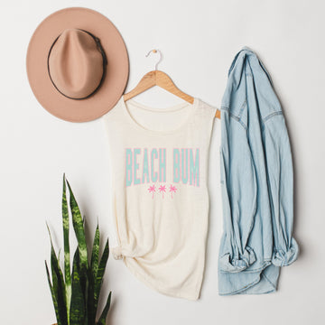 Beach Bum Turquoise/Pink Muscle Tank Top