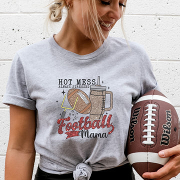 Hot Mess Football Mama T-Shirt