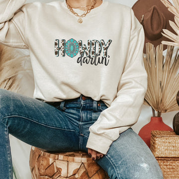 Turquoise Howdy Darlin Graphic Sweatshirt