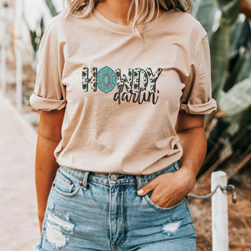 Turquoise Howdy Darlin Graphic Tee