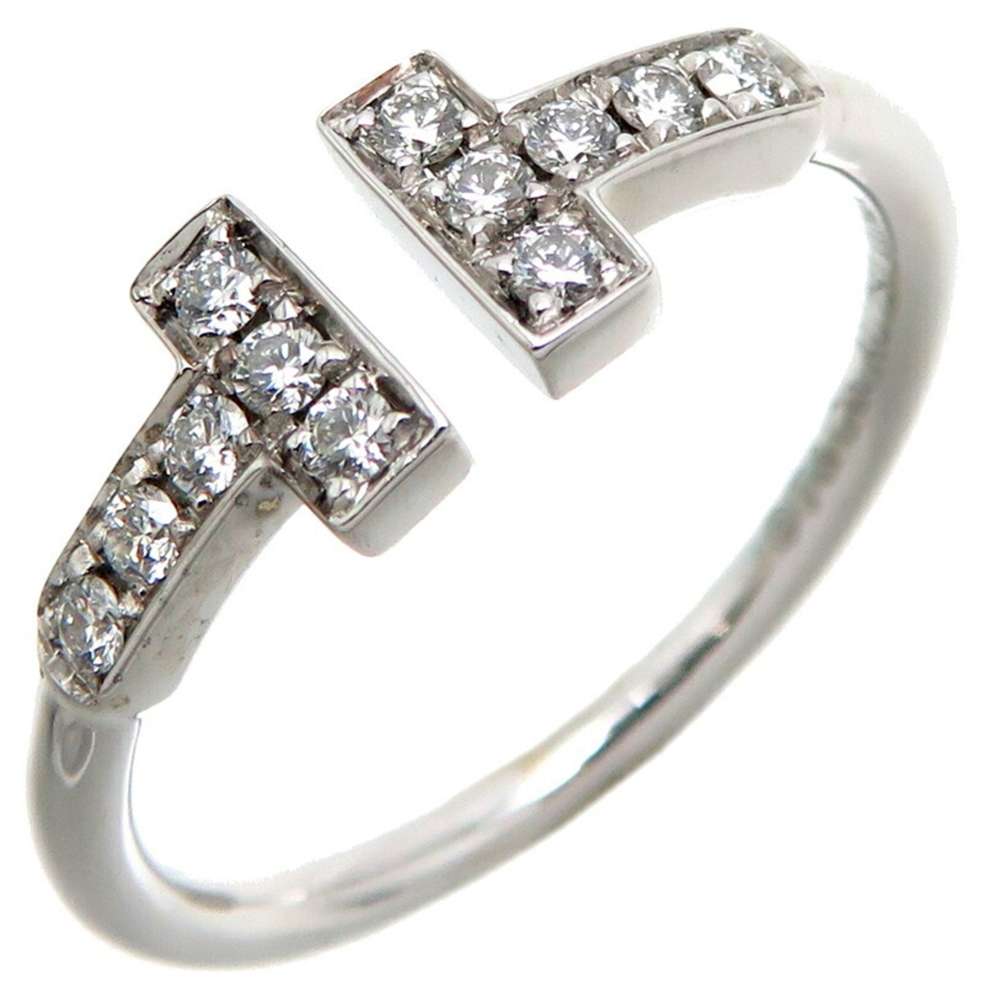 Image of Elegant Diamond-Enhanced White Gold T Wire Ring