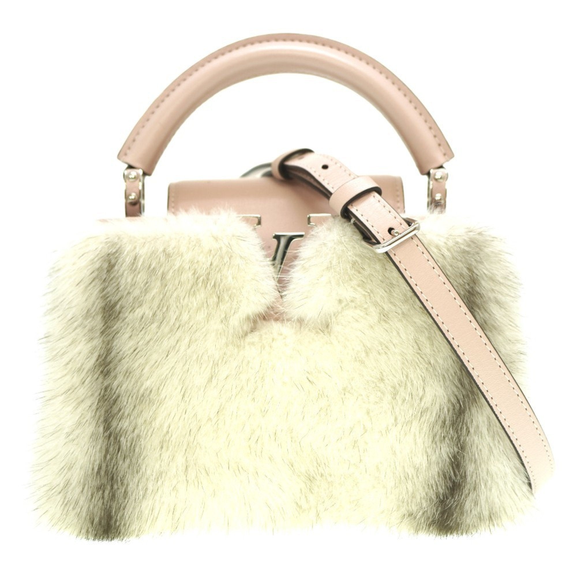 image of Mink Fur Mini Bag with Removable Strap and Flap