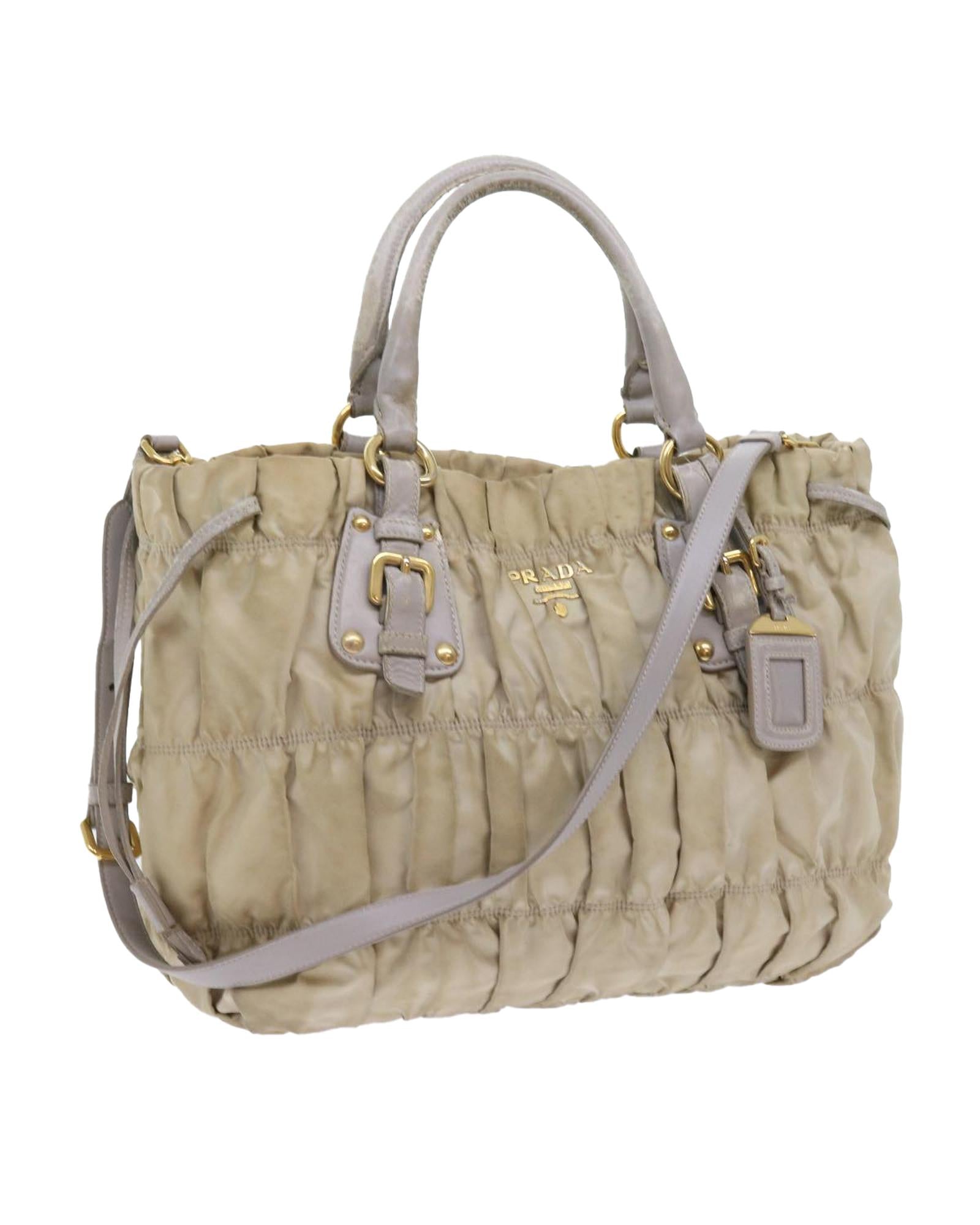 Image of Beige Nylon 2-Way Hand Bag