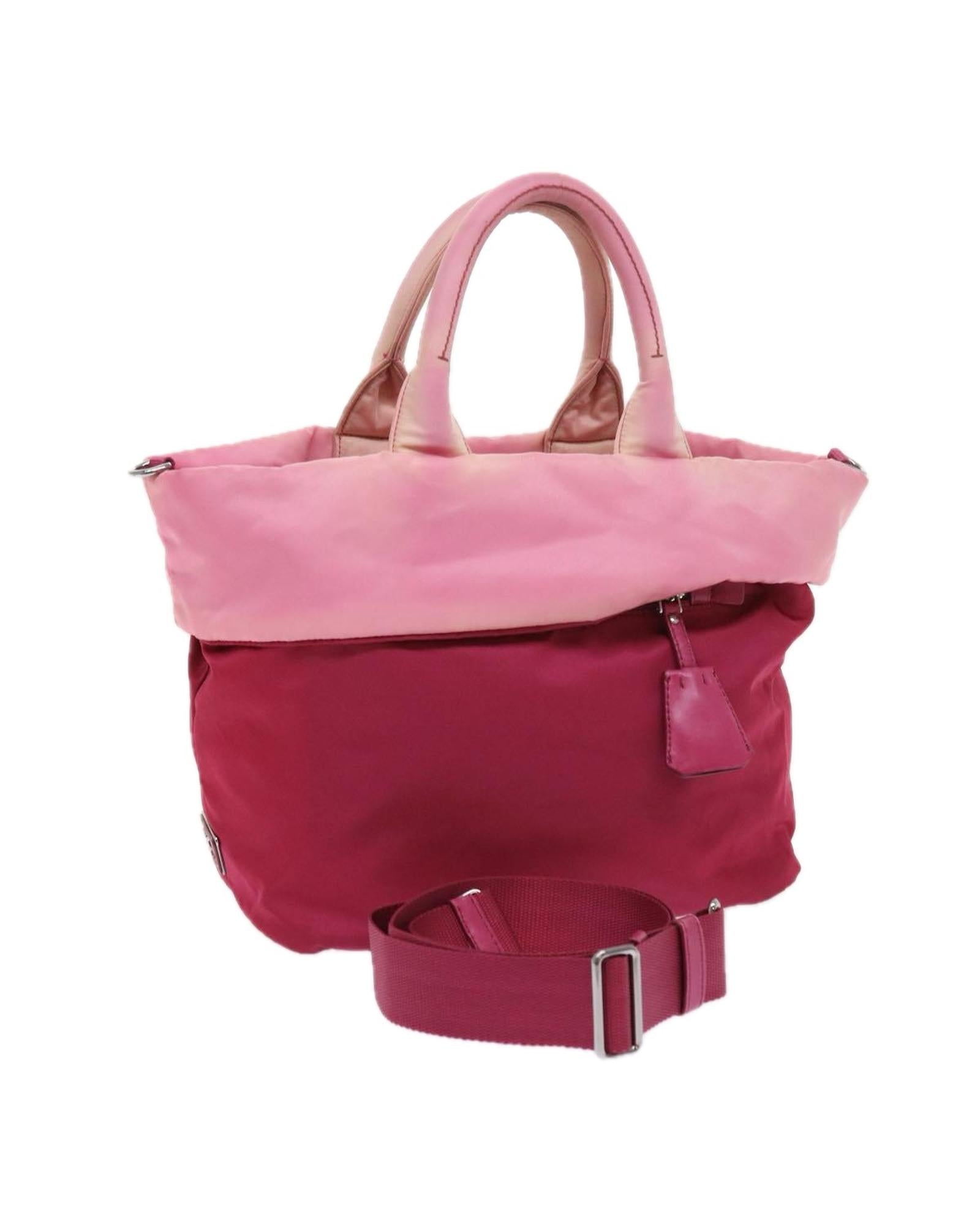 Image of Nylon 2-way Hand Bag in Pink