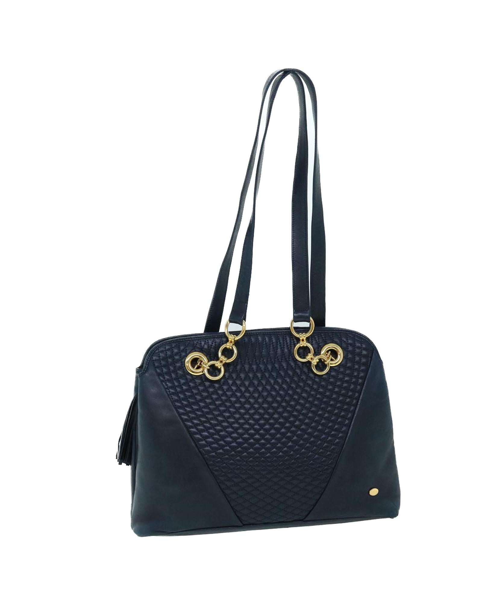 image of Quilted Leather Shoulder Bag with Chain Strap