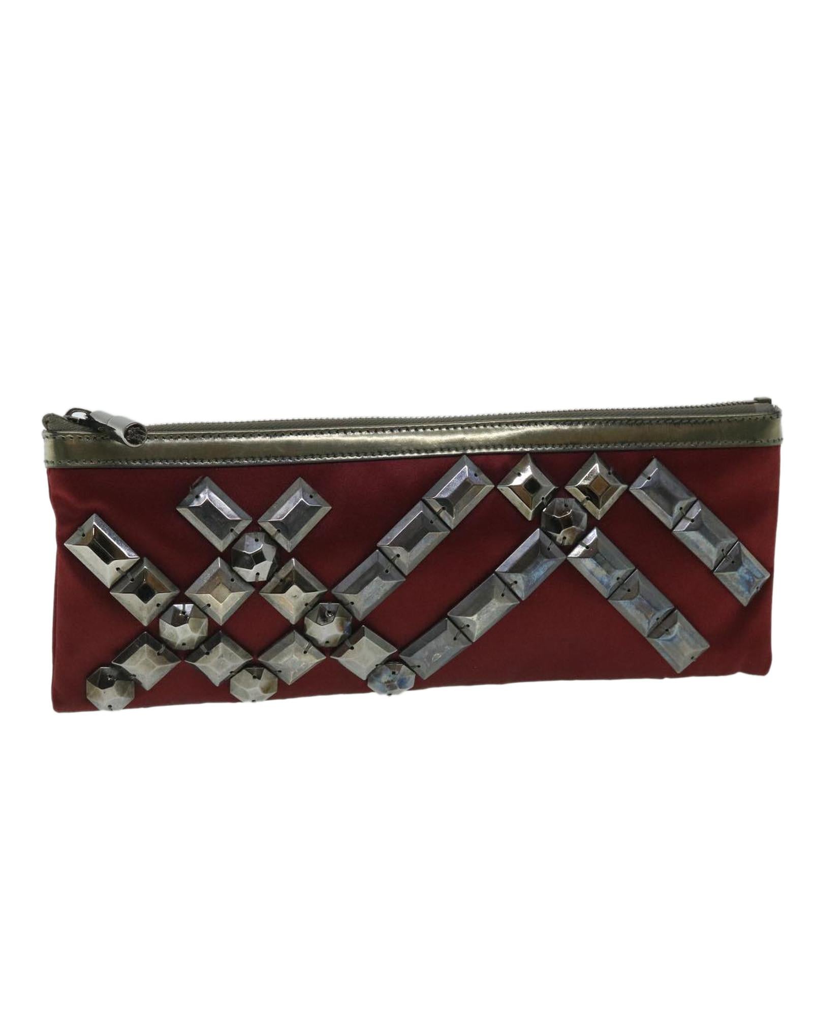 image of Satin Clutch Bag in Red