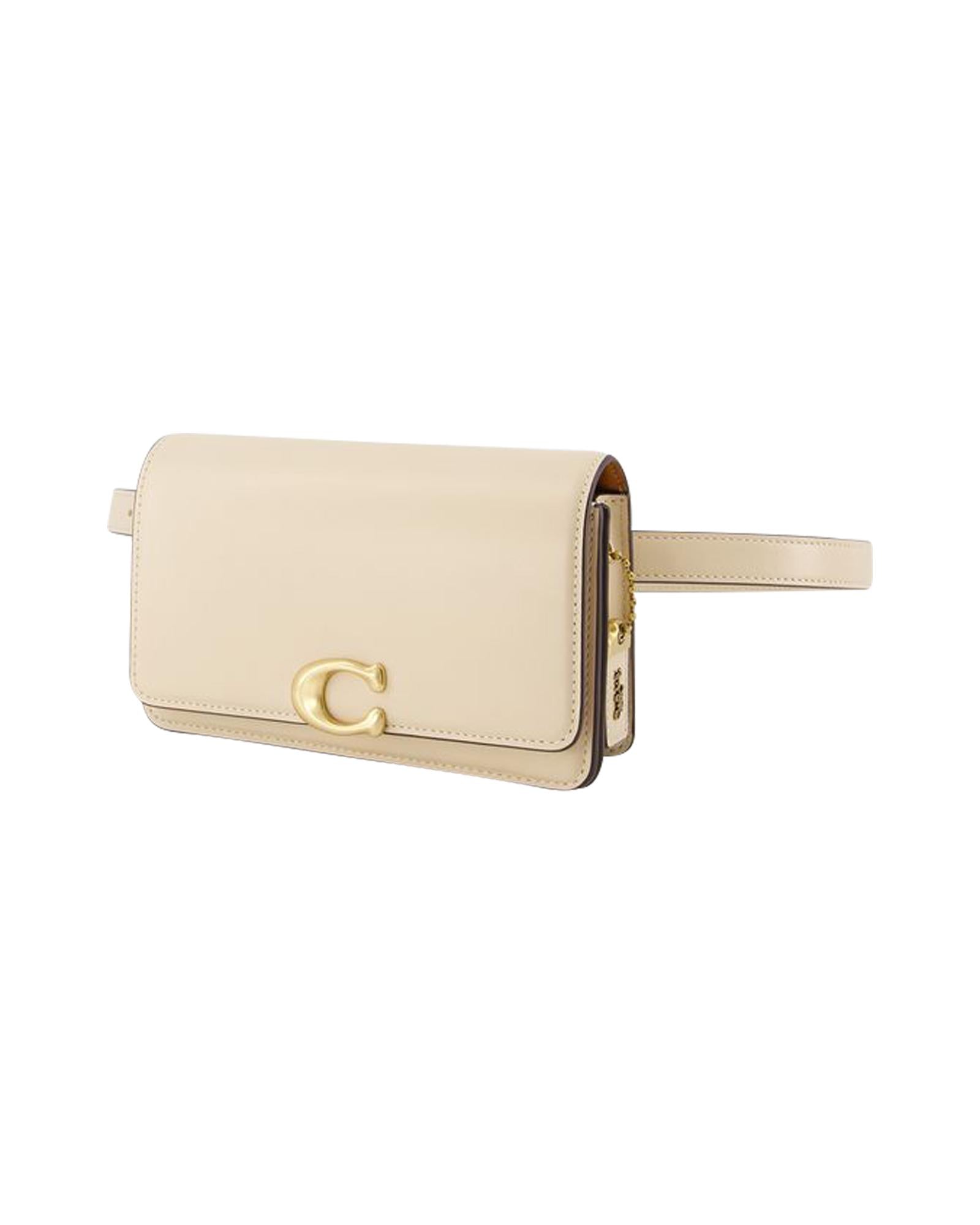 image of Beige Leather Belt Bag