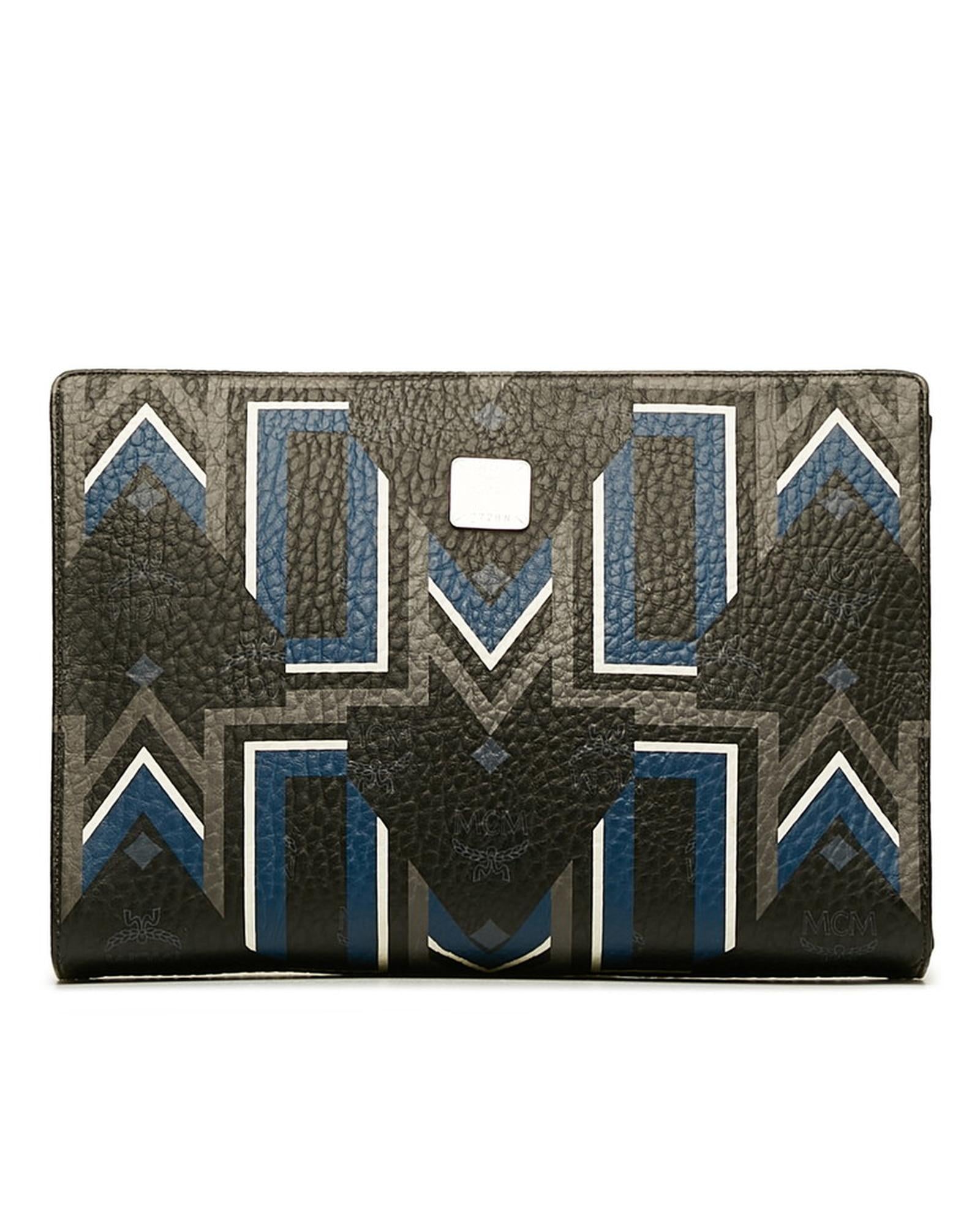 Image of Black M Stripe Visetos Clutch Bag