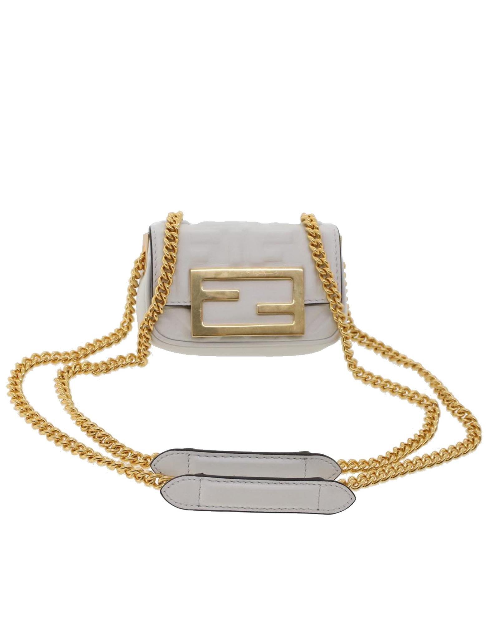 Image of White Zucca Canvas Chain Shoulder Bag