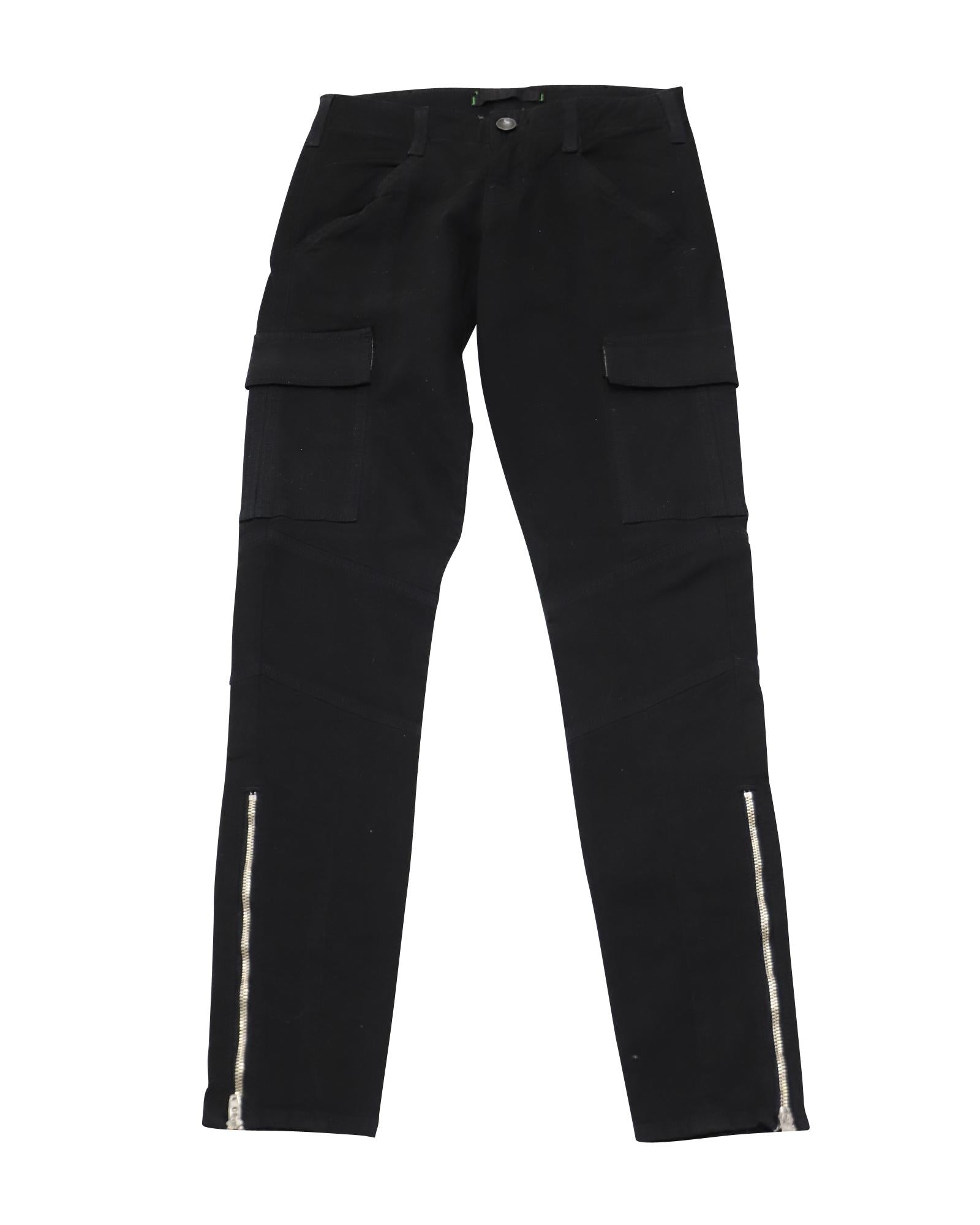 image of Black Cotton Cargo Pants with Ankle Zip by J Brand