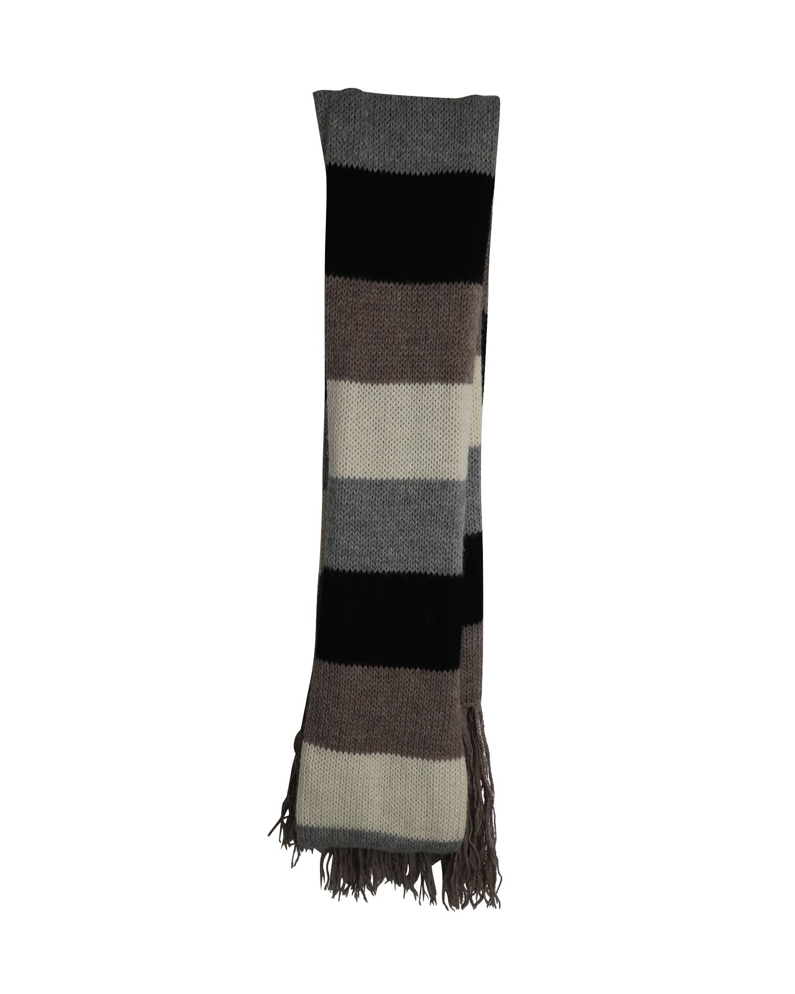 image of Striped Alpaca Wool Knit Scarf