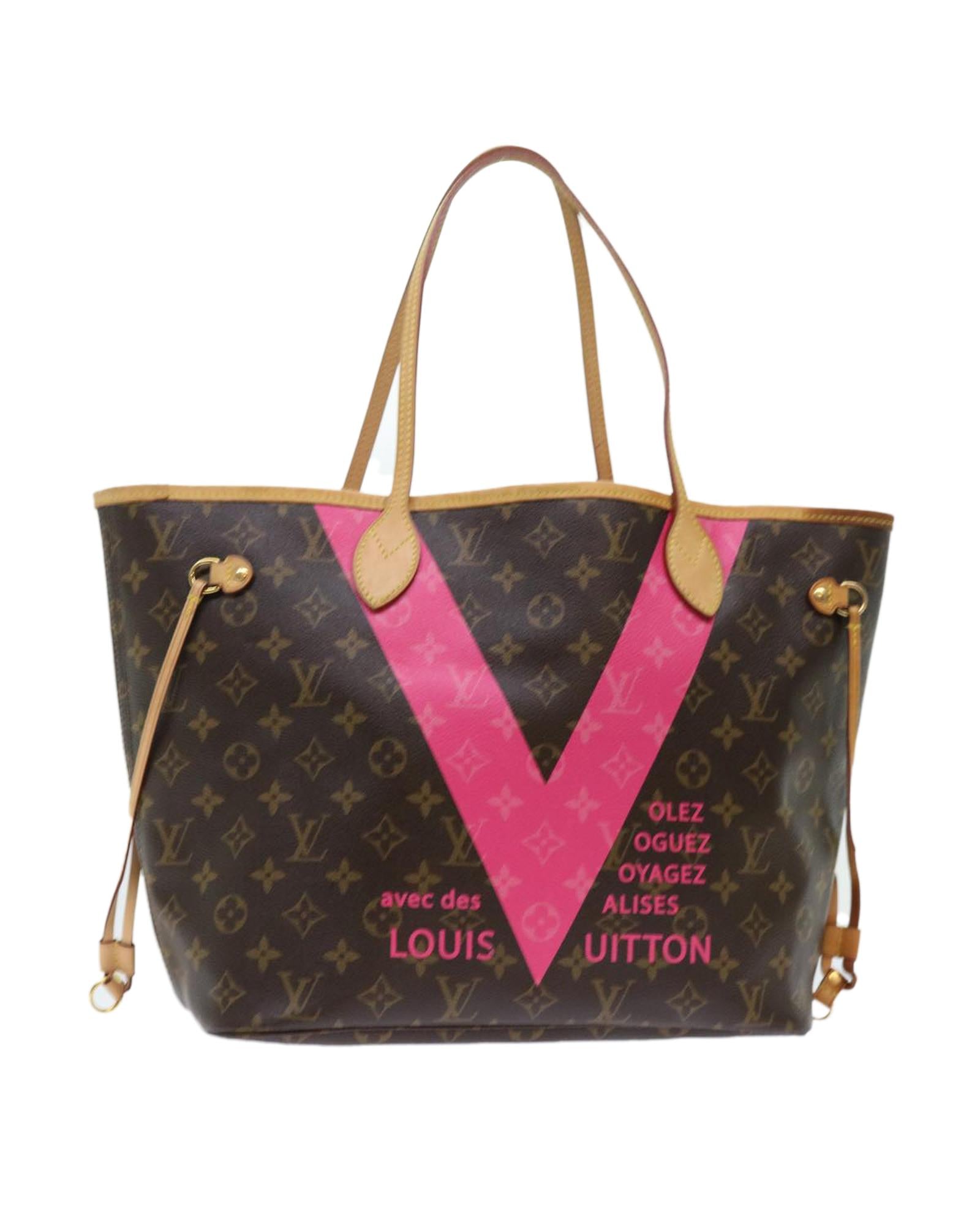 image of Monogram V Line Tote Bag in Pink