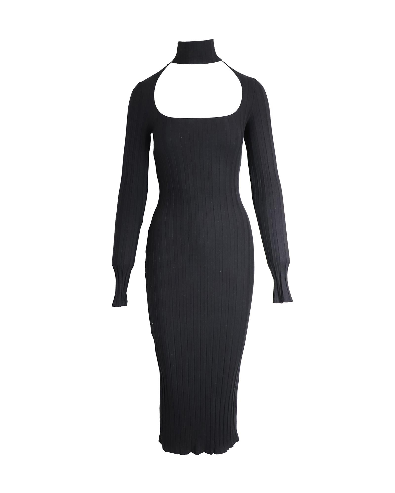 image of Elegant Black Tencel Midi Dress