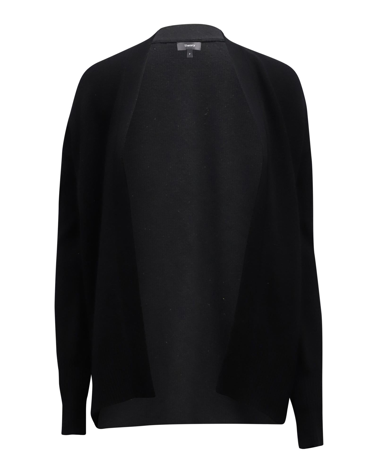 image of Relaxed Black Cashmere Cardigan with Open Front