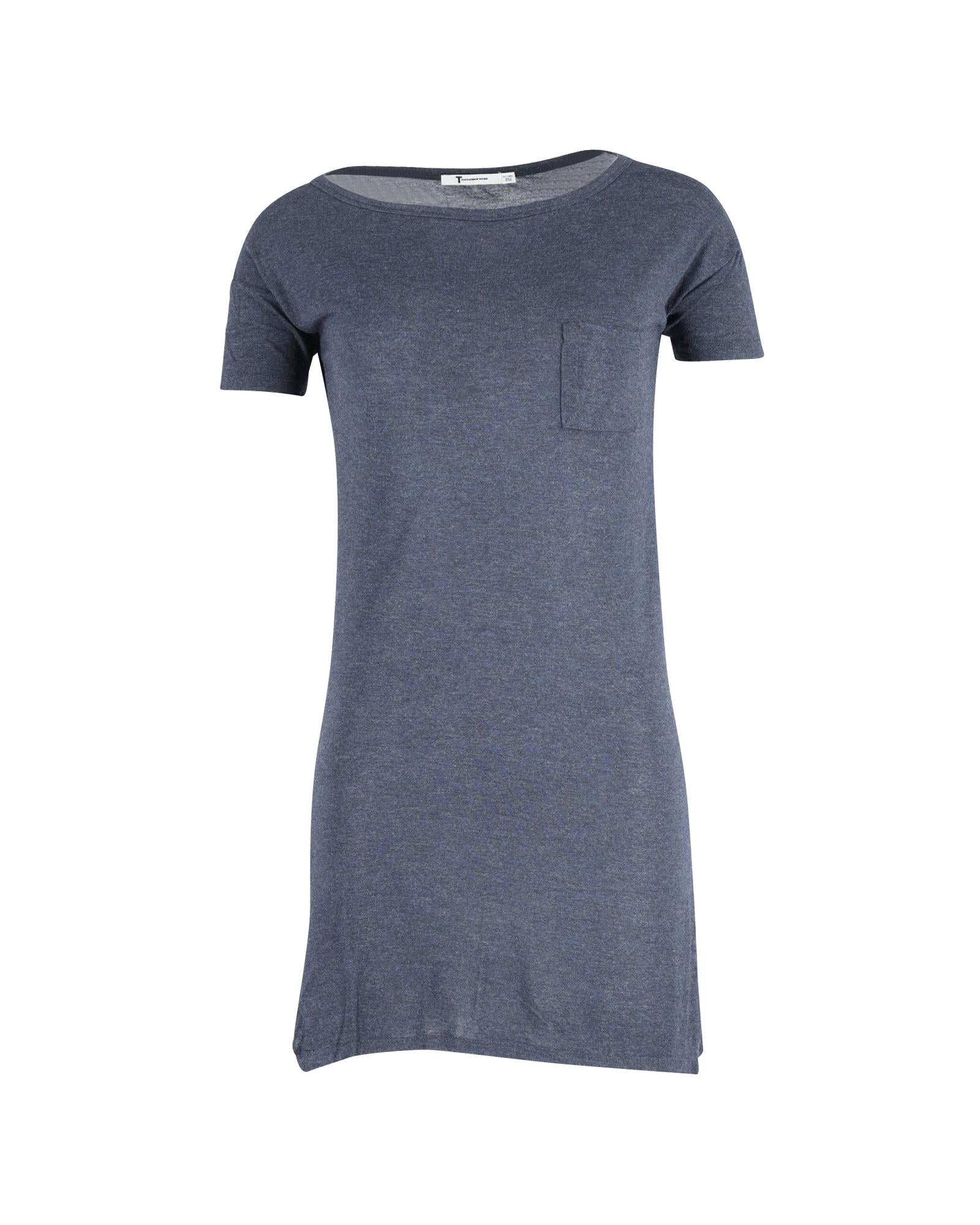 image of Blue Scoop Neck Mini Dress by T