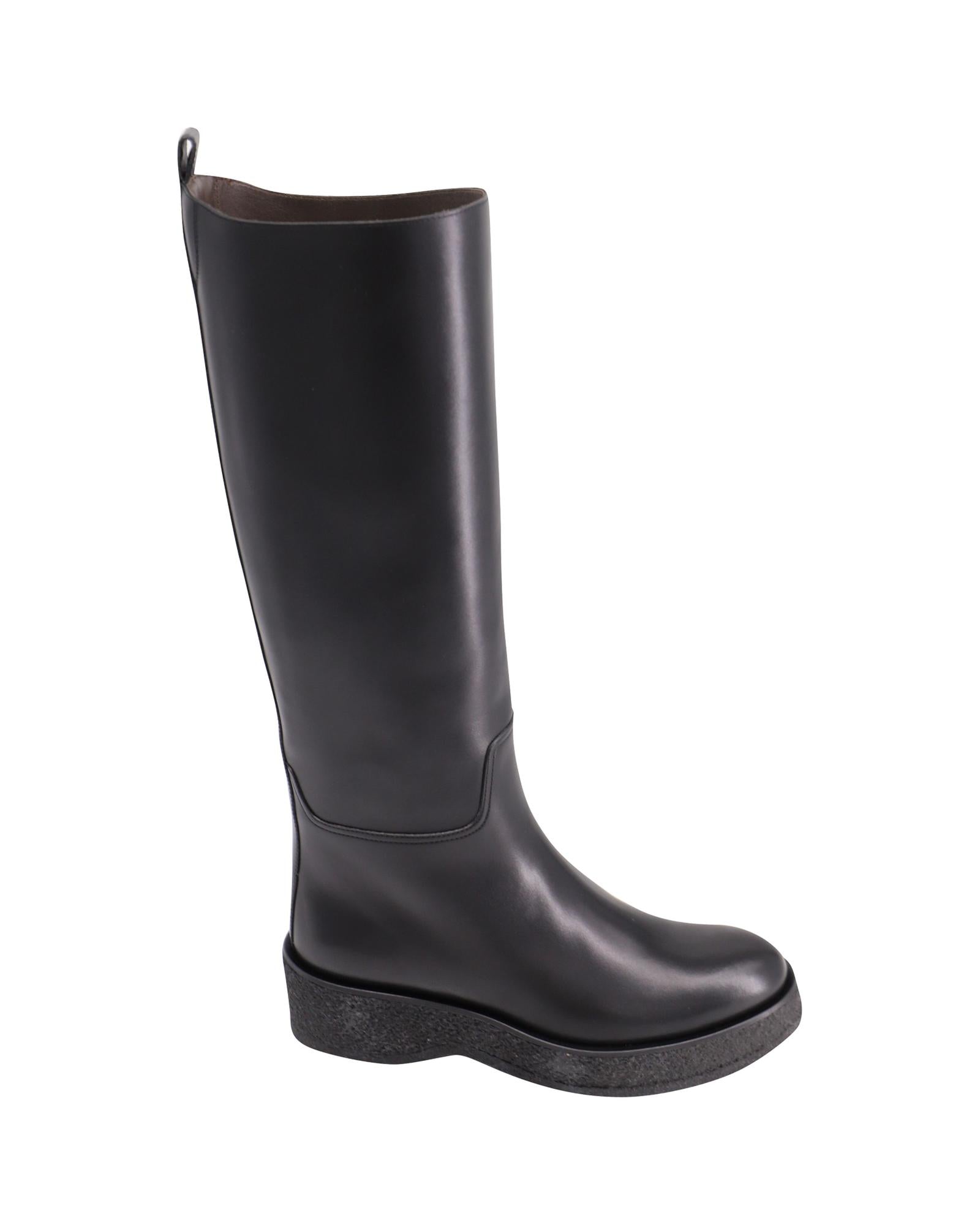 Image of Refined Leather Tall Moto Boots