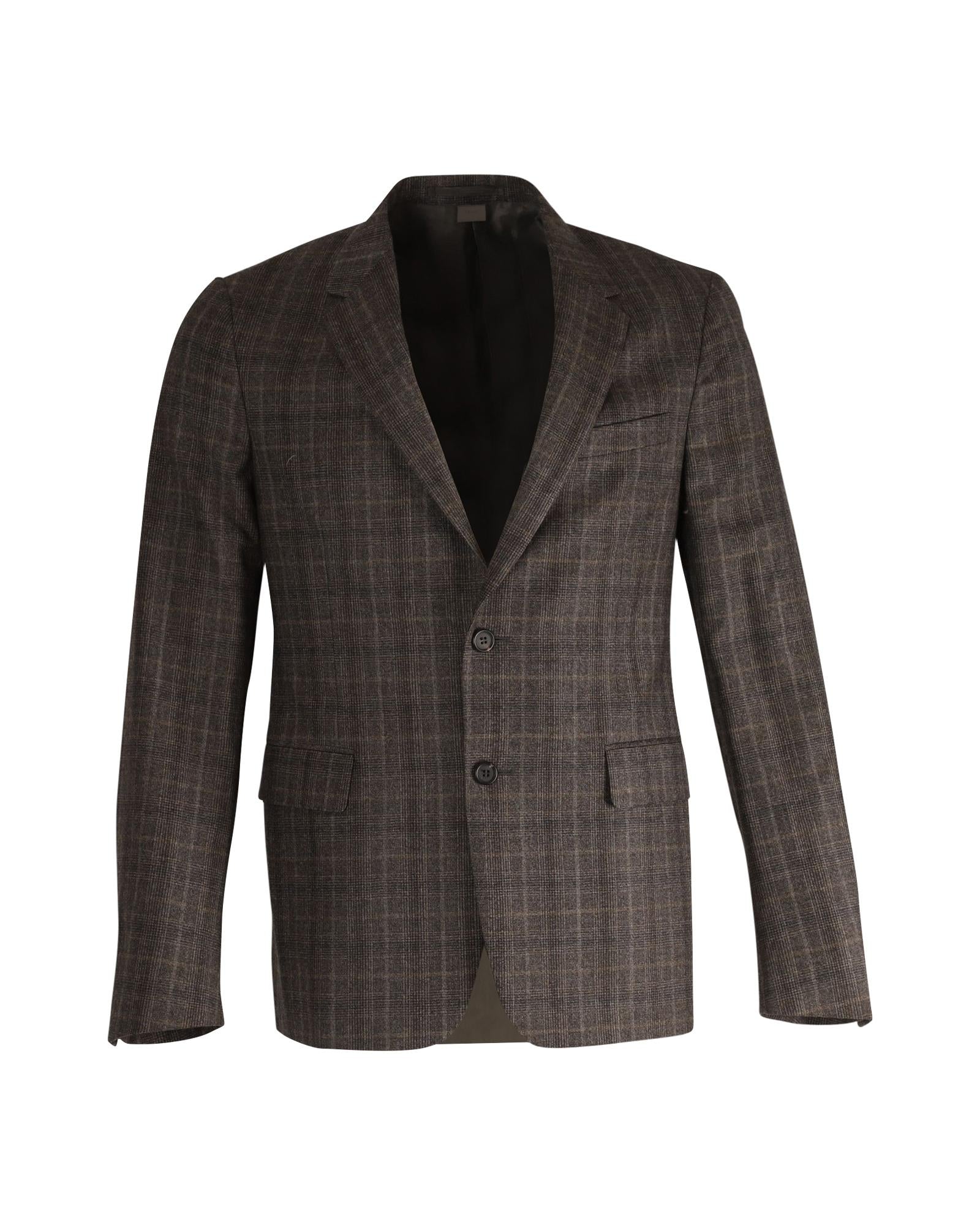 image of Classic Plaid Wool Blazer