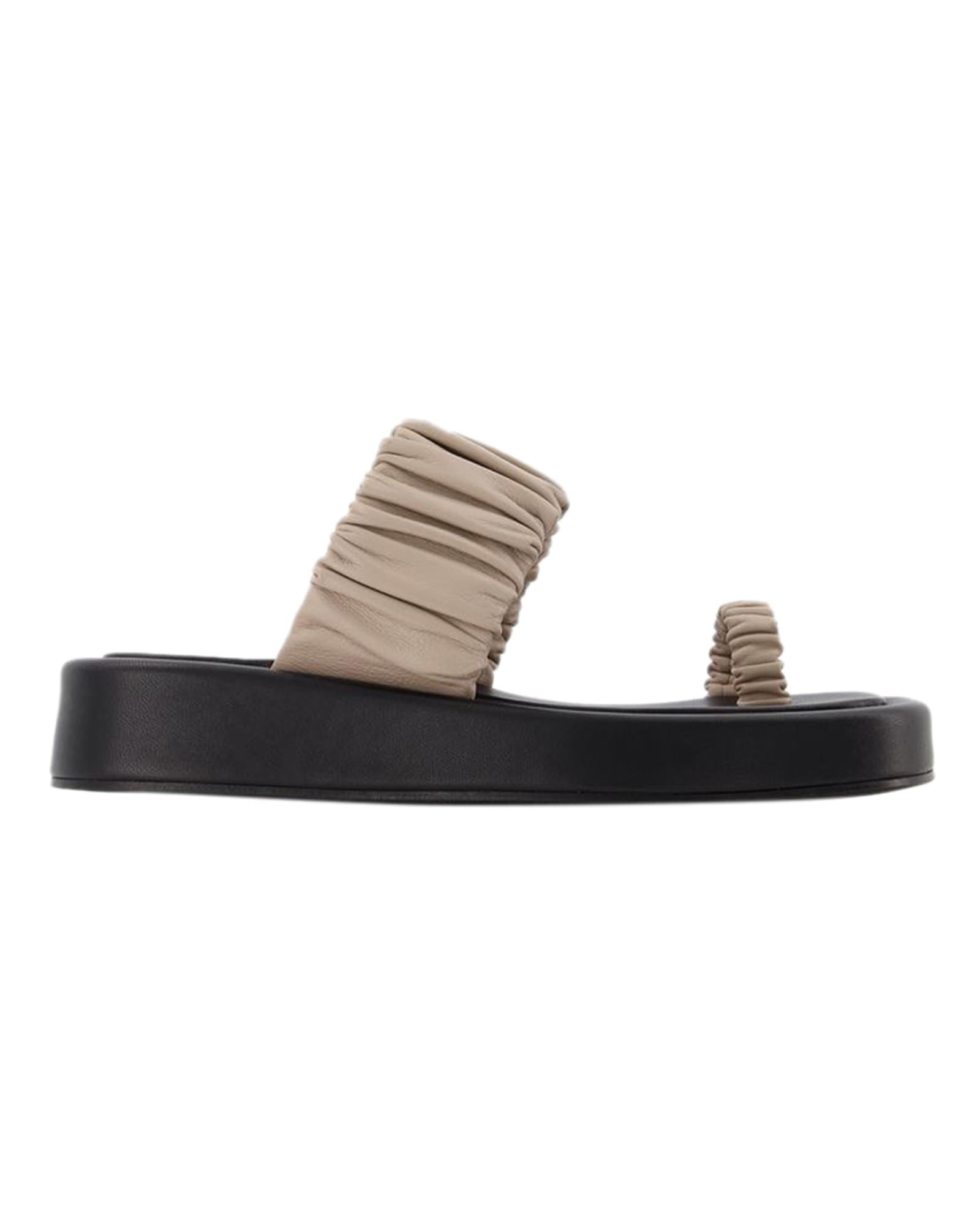 image of Platform Slides - Leather - Slip On - Open Round Toe