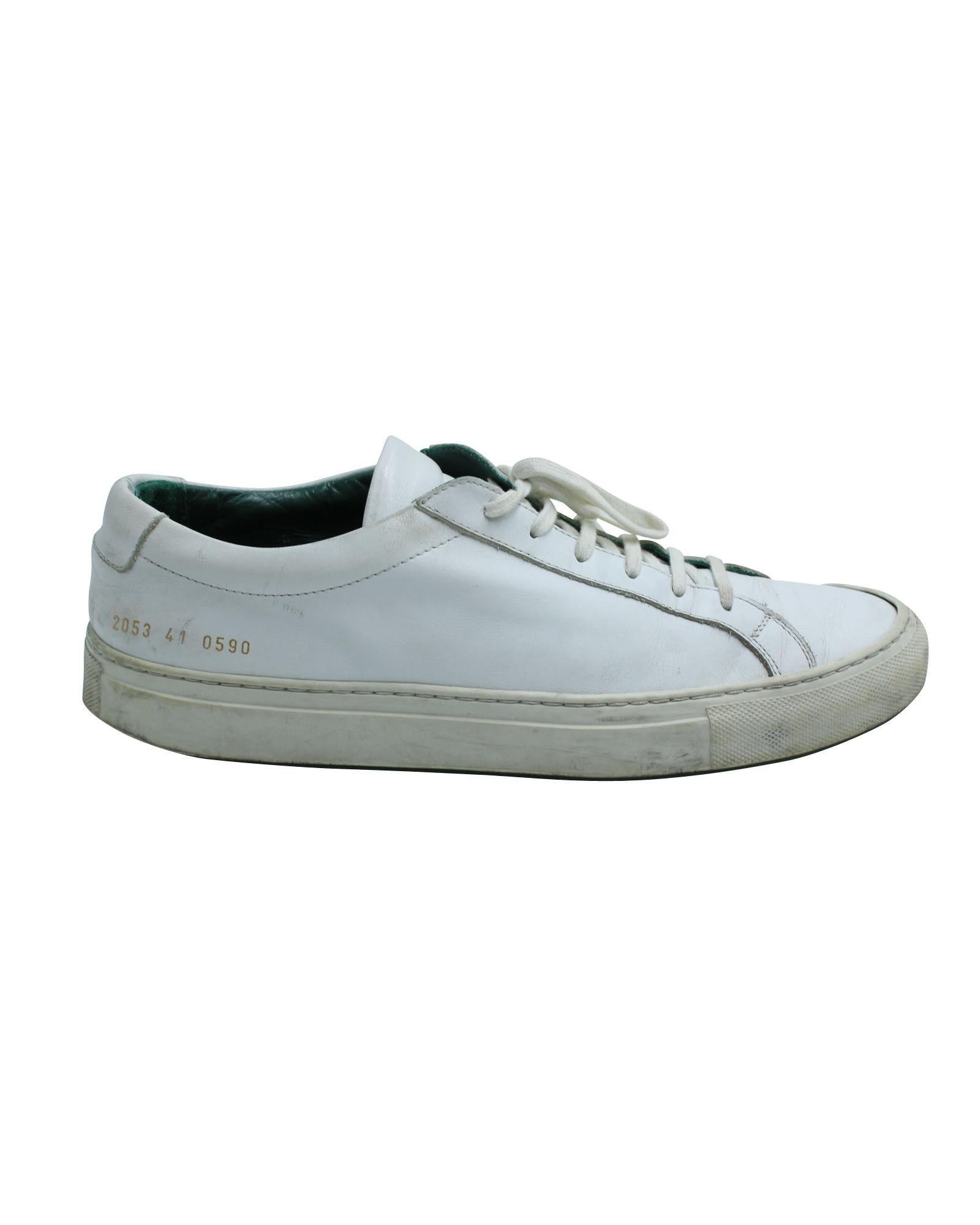 Image of Achilles Low Top Sneakers in White Leather