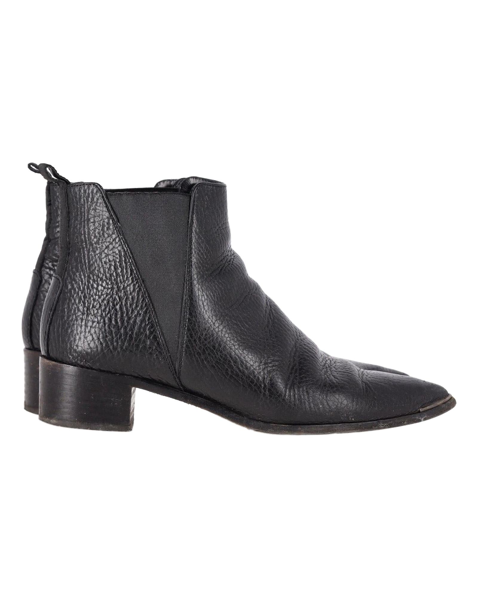 image of Grained Leather Chelsea Ankle Boots with Pointed Toes