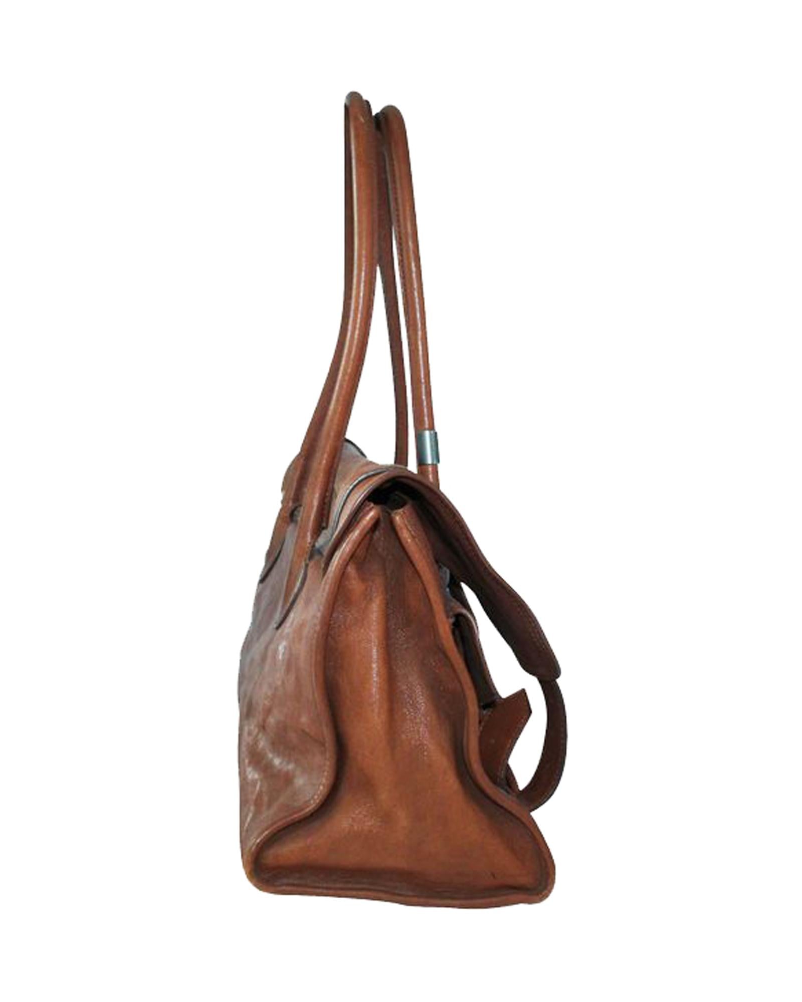 image of Beige Pebble Leather Tote Bag