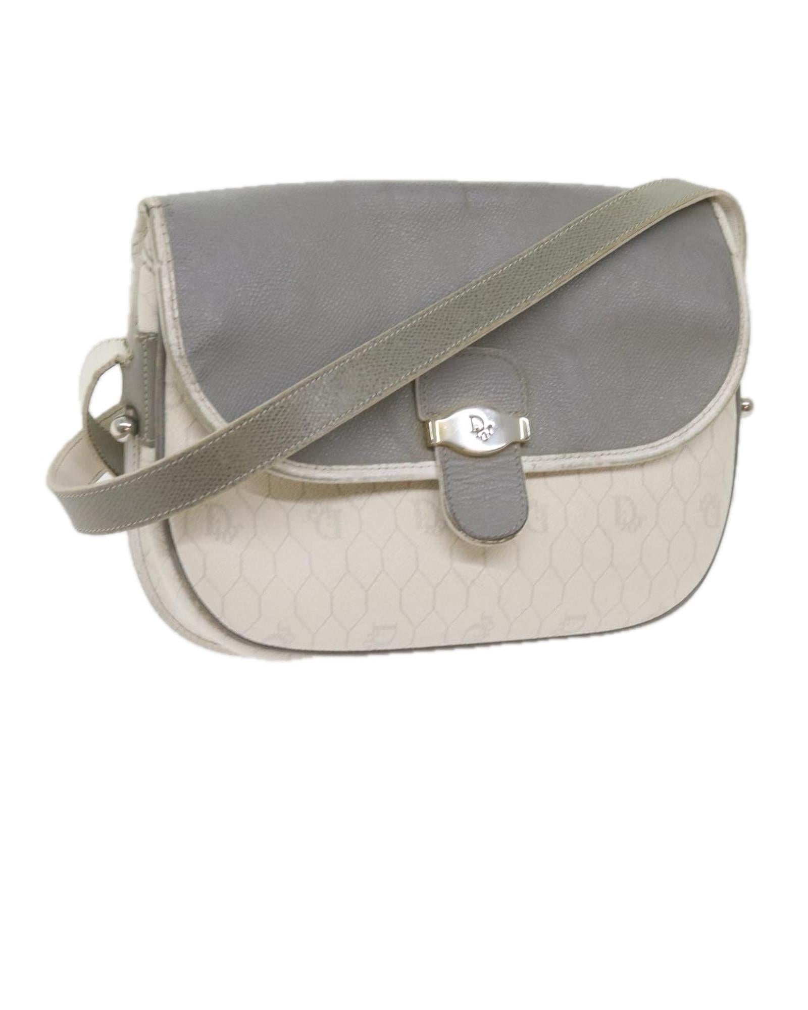 image of Honeycomb Canvas Shoulder Bag in White PVC Leather by Christian Dior