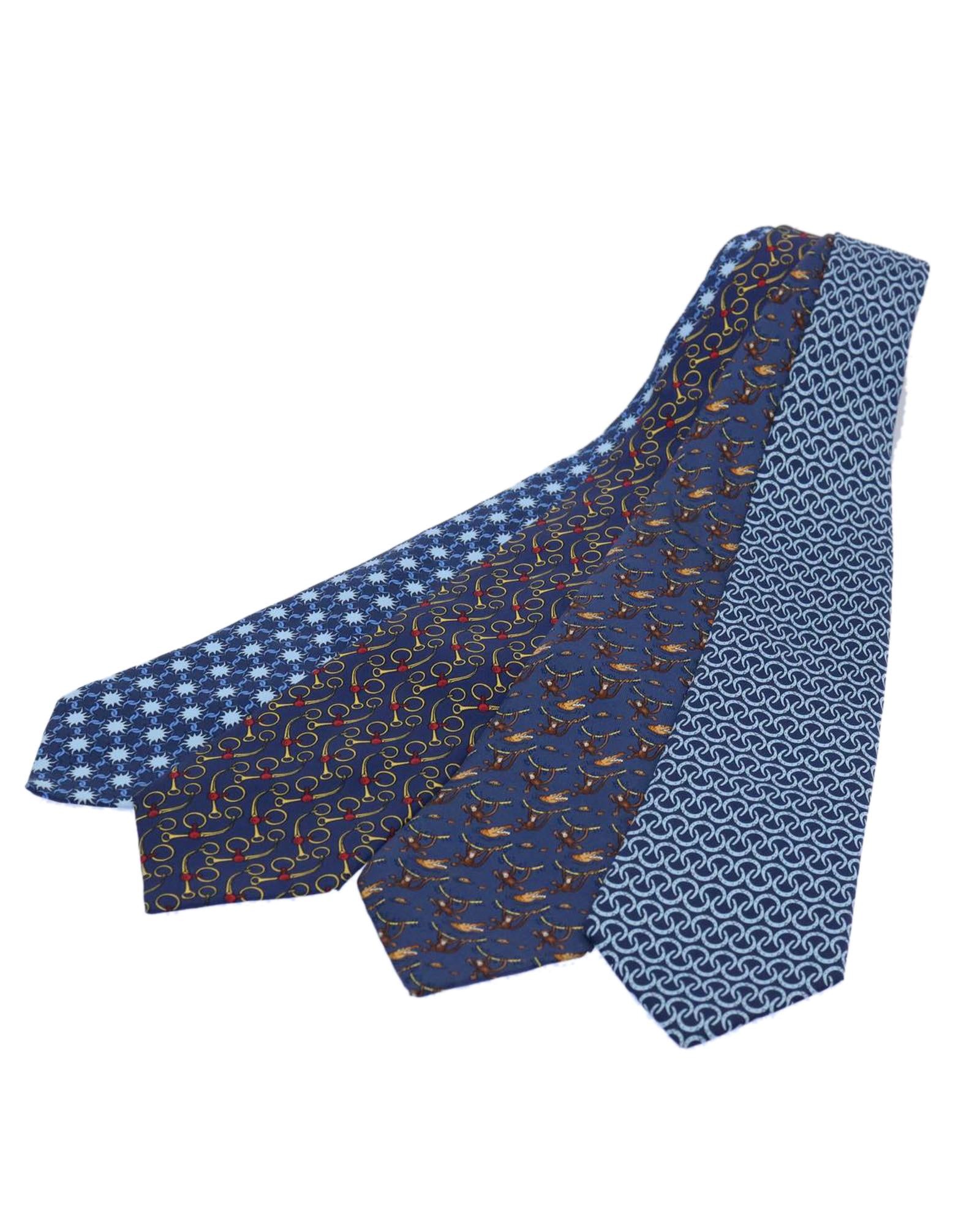 image of Silk Blue Navy Necktie by Hermes