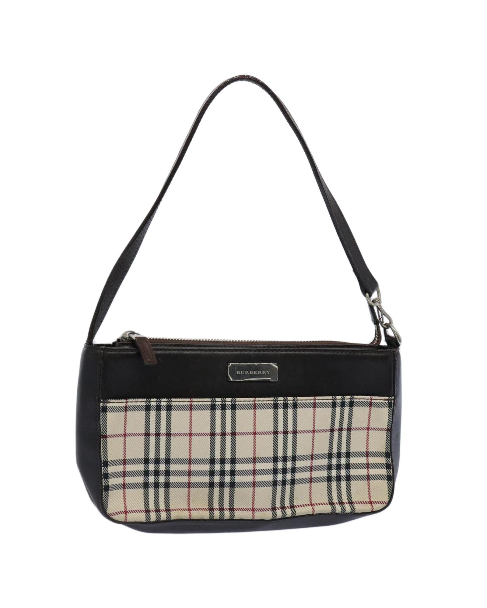 image of Beige Nylon Shoulder Bag with Nova Check Design