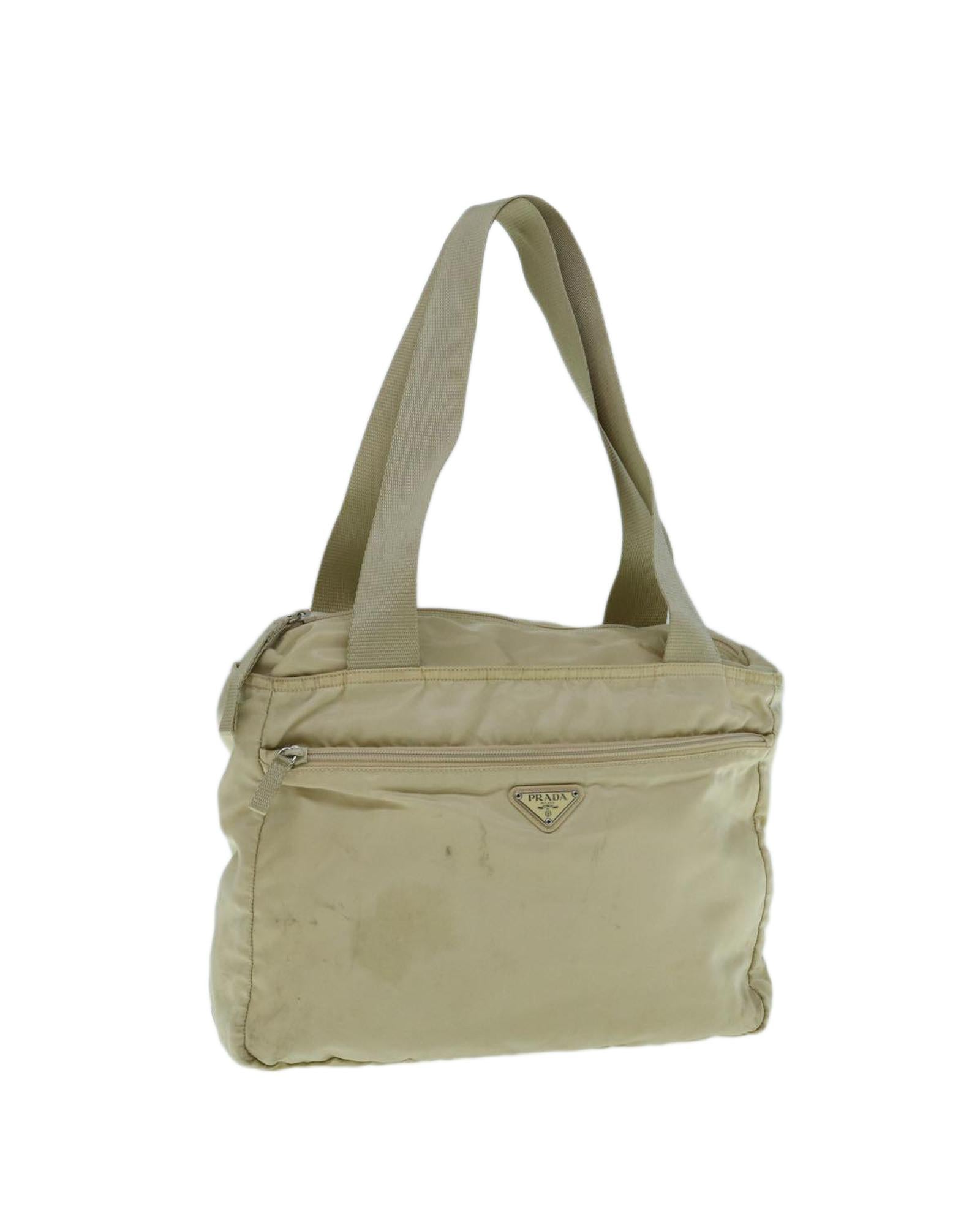 image of Cream Nylon Tote Bag with Accessory - Made in Italy