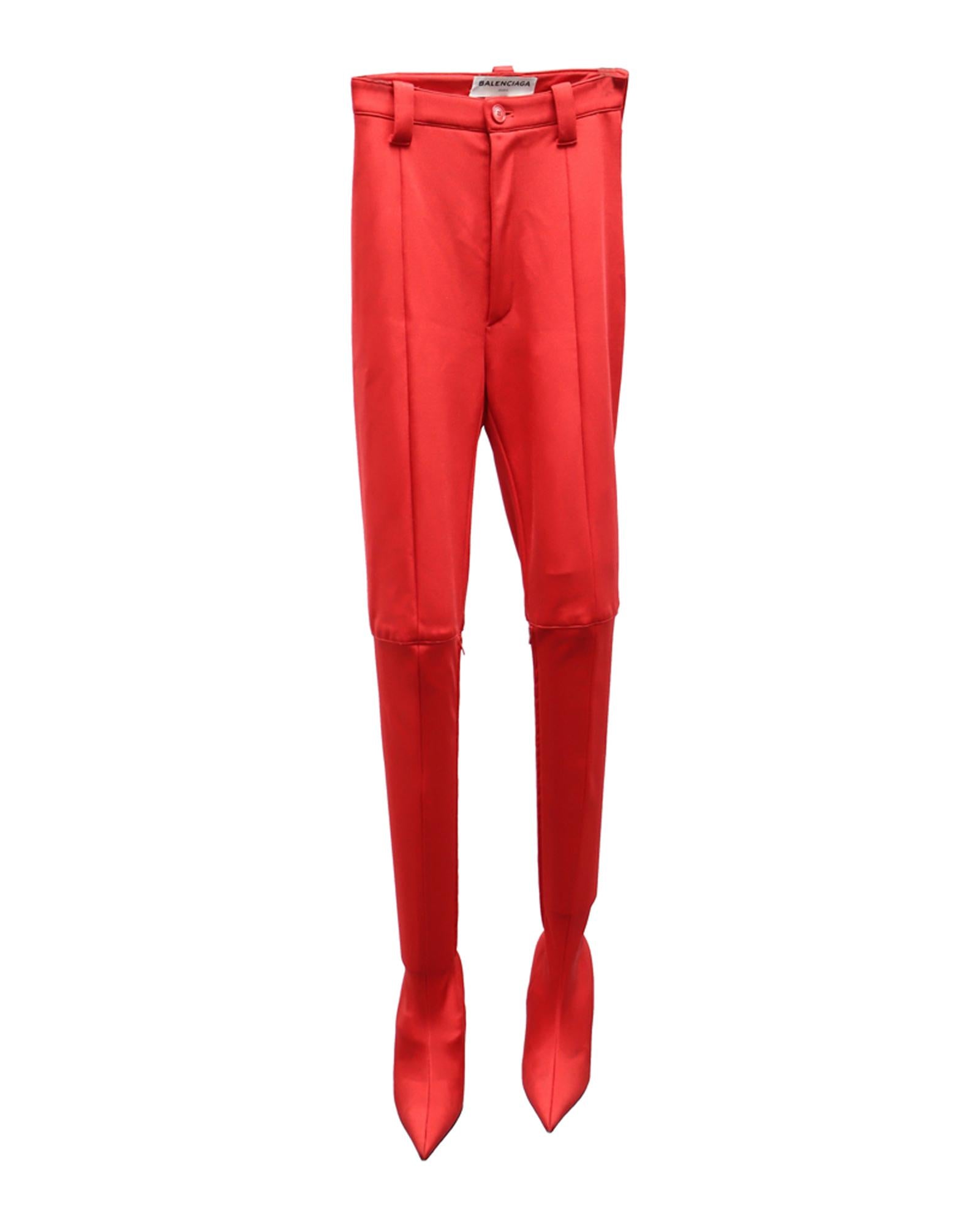 image of Red Triacetate High Rise Pantaleggings by Balenciaga