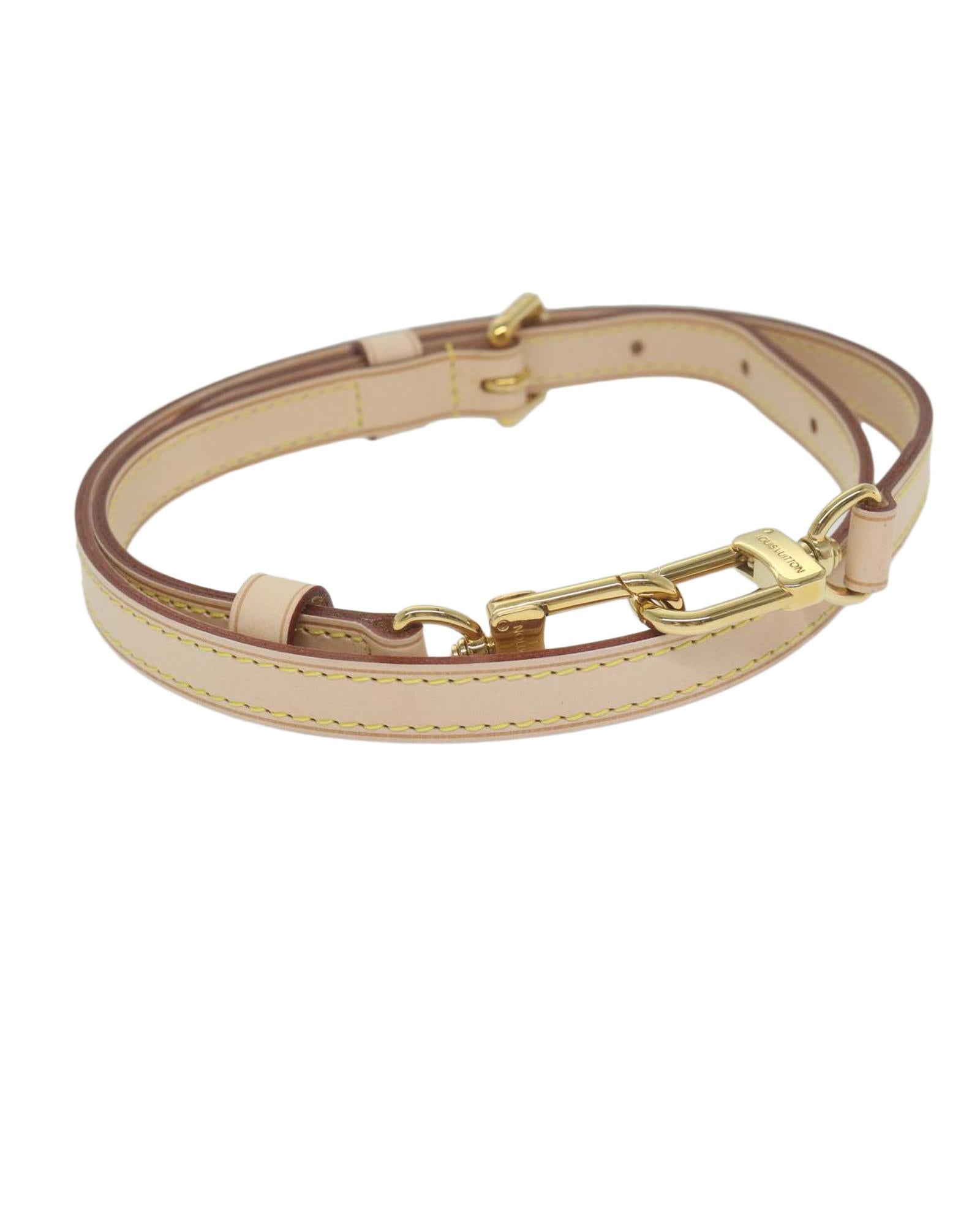 Image of Adjustable Beige Leather Shoulder Strap by a Luxury Designer