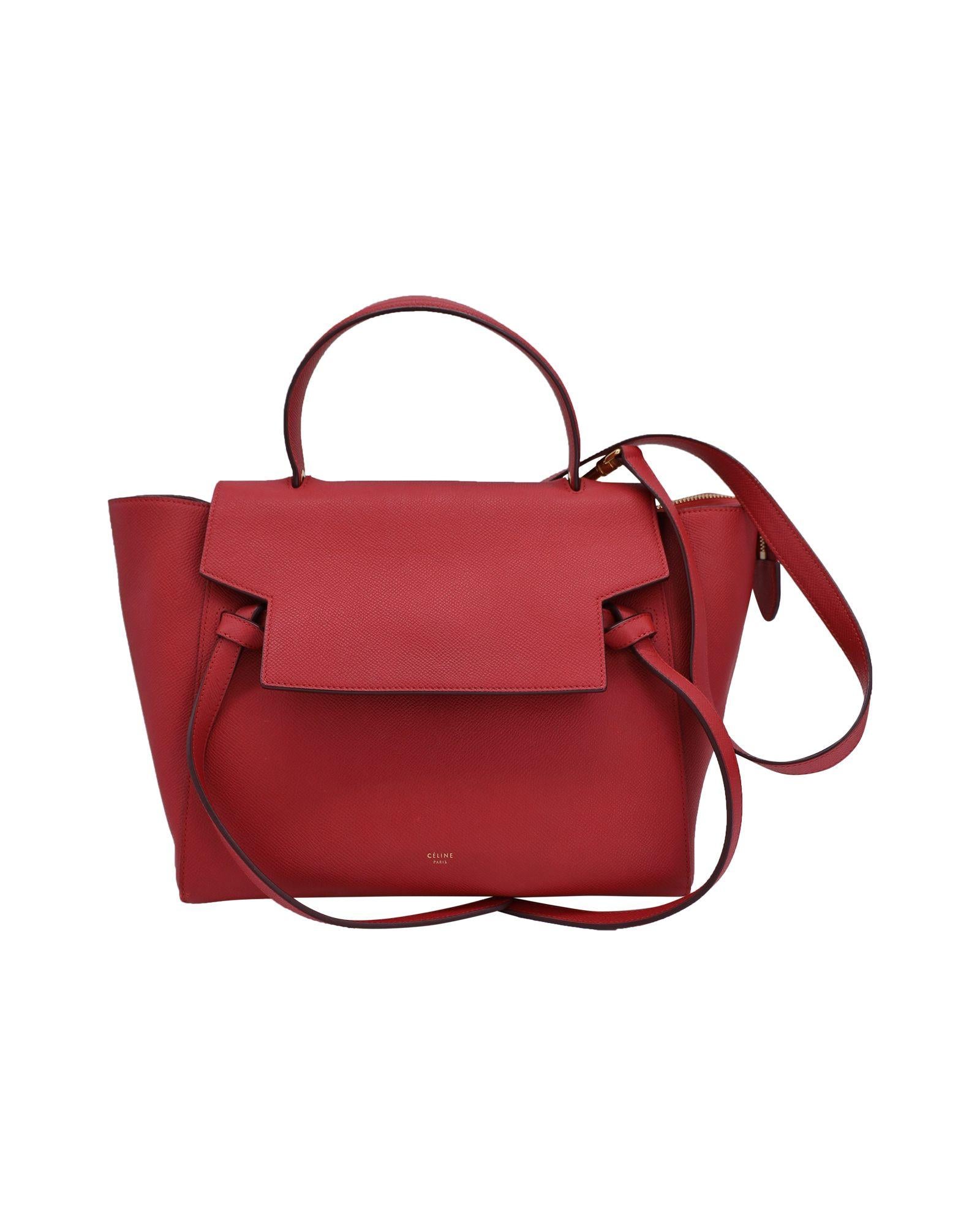 image of Chic Red Calfskin Leather Mini Belt Bag with Practical Storage