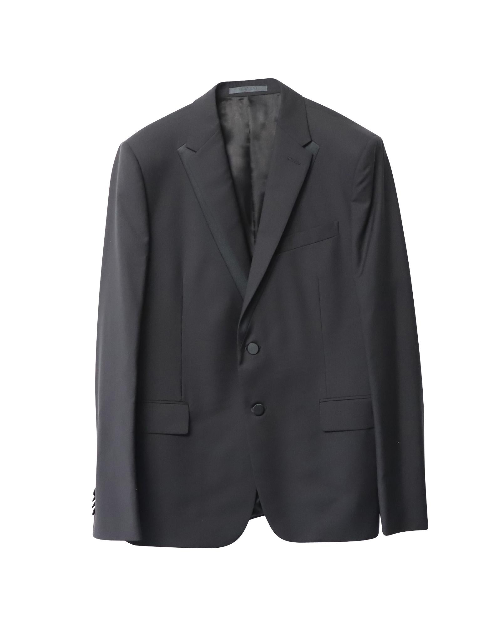 Image of Tuxedo Jacket in Black Wool