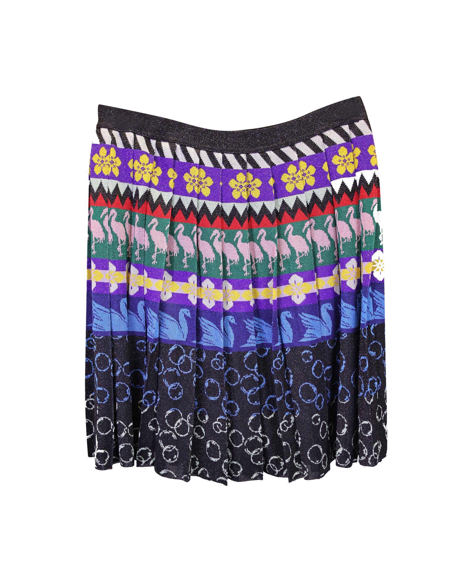 Image of Multicolor Pleated Viscose Skirt by Mary Katrantzou