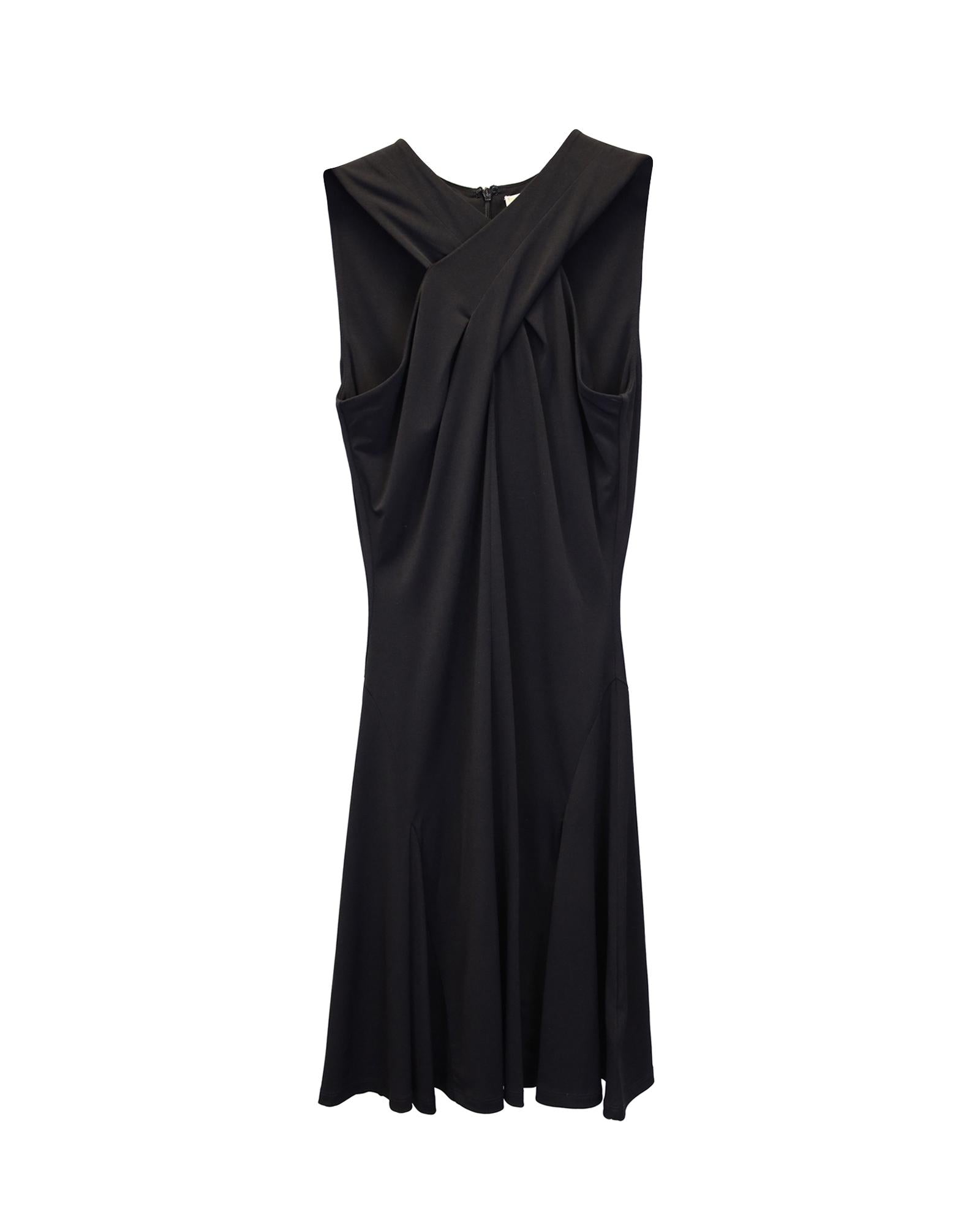 image of Cross-Neckline Black Mini Dress by Michael Kors