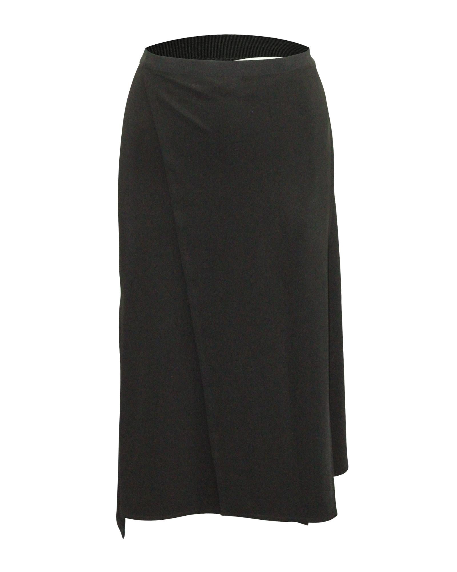 Image of A-Line Staggered Seam Black Viscose Skirt