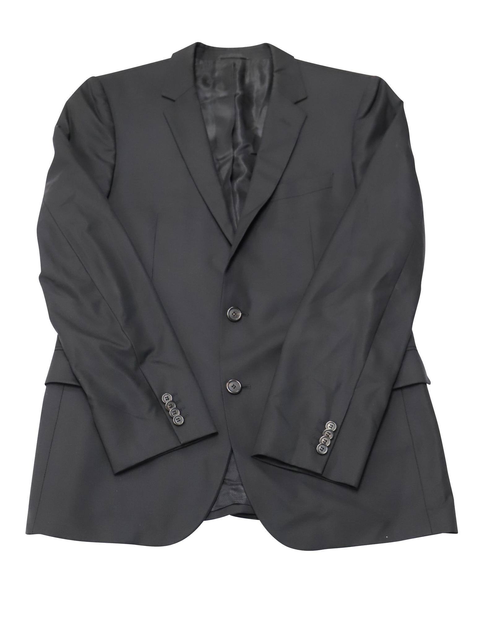 image of Black Wool Single-Breasted Blazer for Men