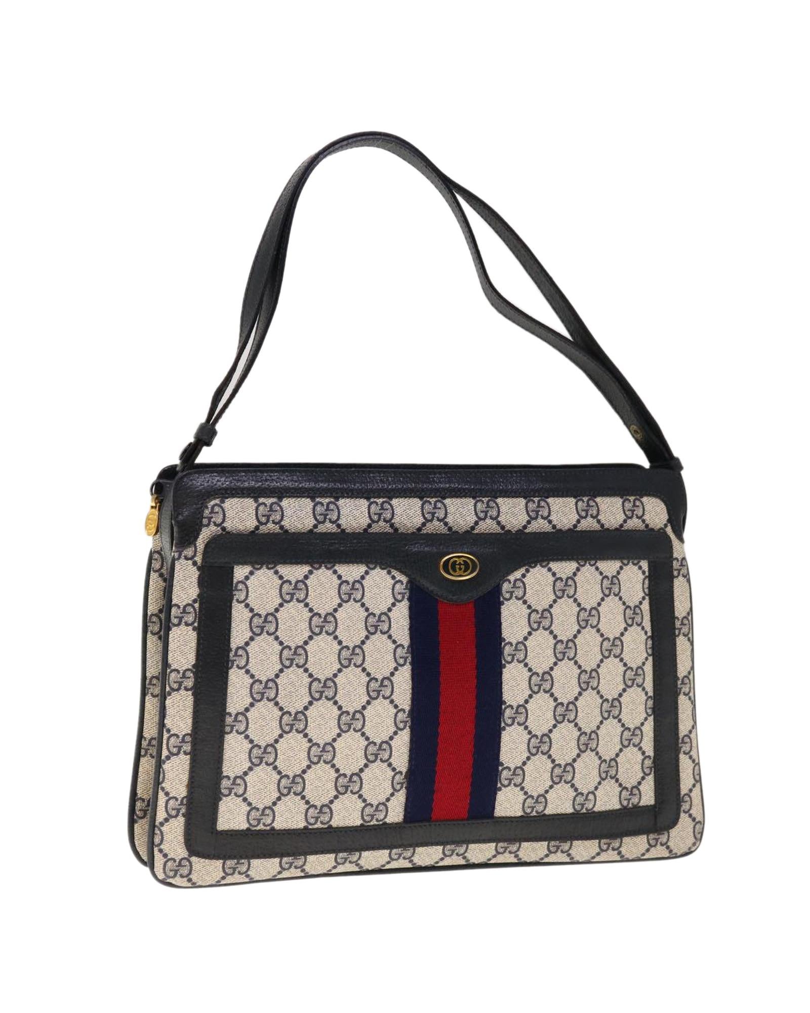 image of GG Supreme Sherry Line Shoulder Bag in Red Navy PVC